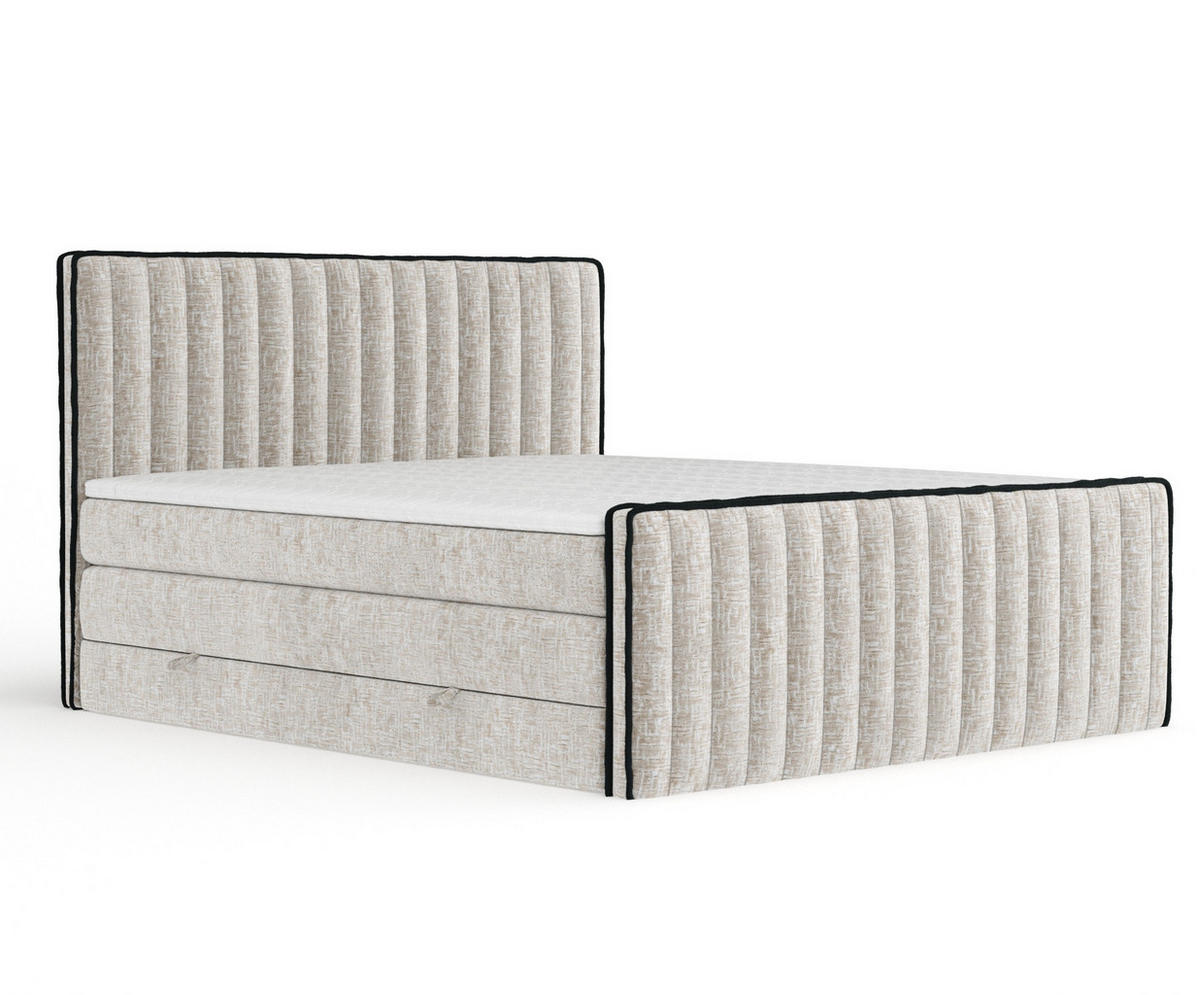 BOXSPRINGBETT Nocturne Beige 160/200 cm - Beige/Schwarz, Holz/Holzwerkstoff (160/200cm) - Maison de Reve