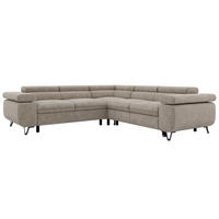 ECKSOFA QUADRO L - Greige Stukture - Links Seite - Greige/Schwarz, Textil/Metall (269/269cm) - MKS