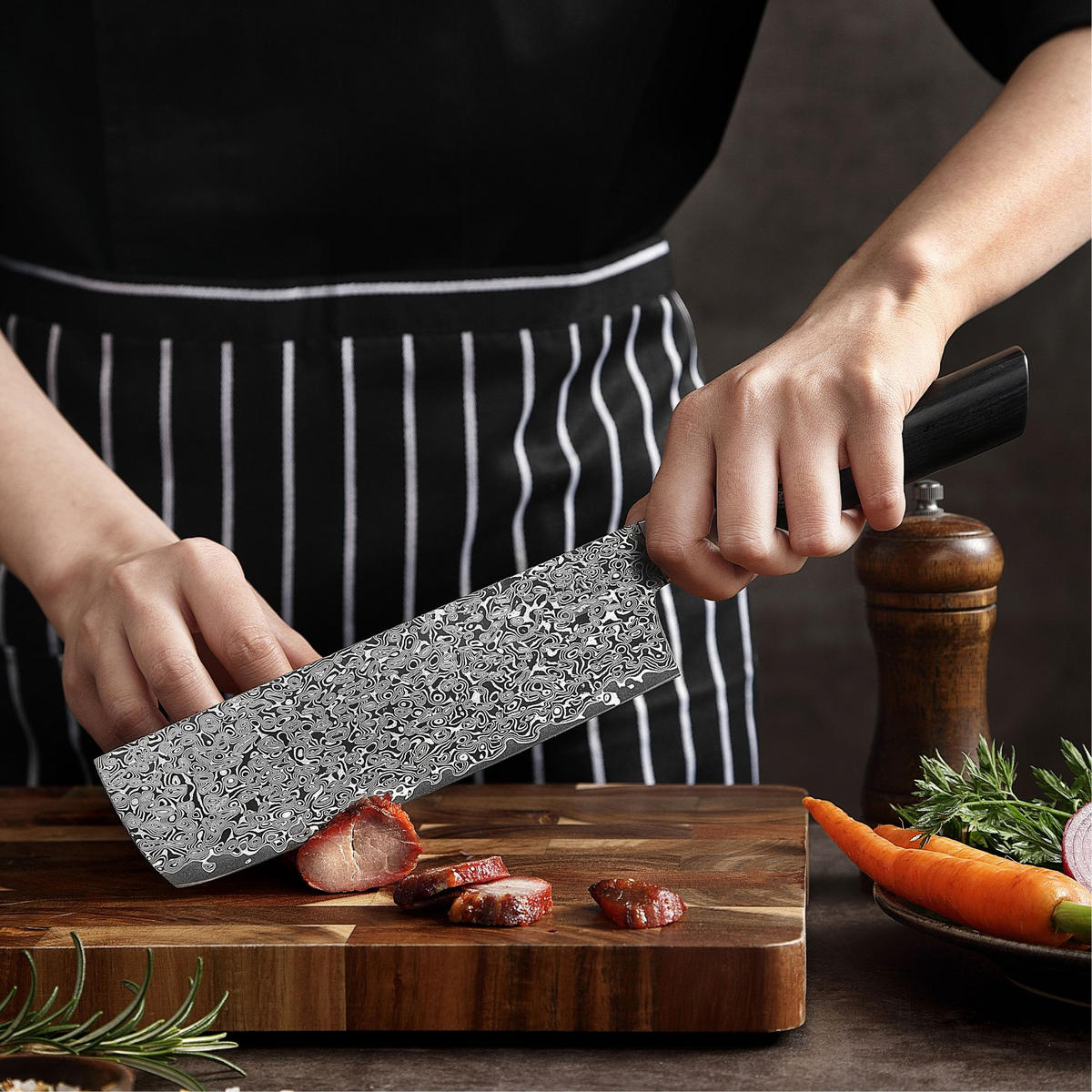 NAKIRIMESSER 18,5 cm - Schwarz, Holz/Metall (32cm) - Zayiko