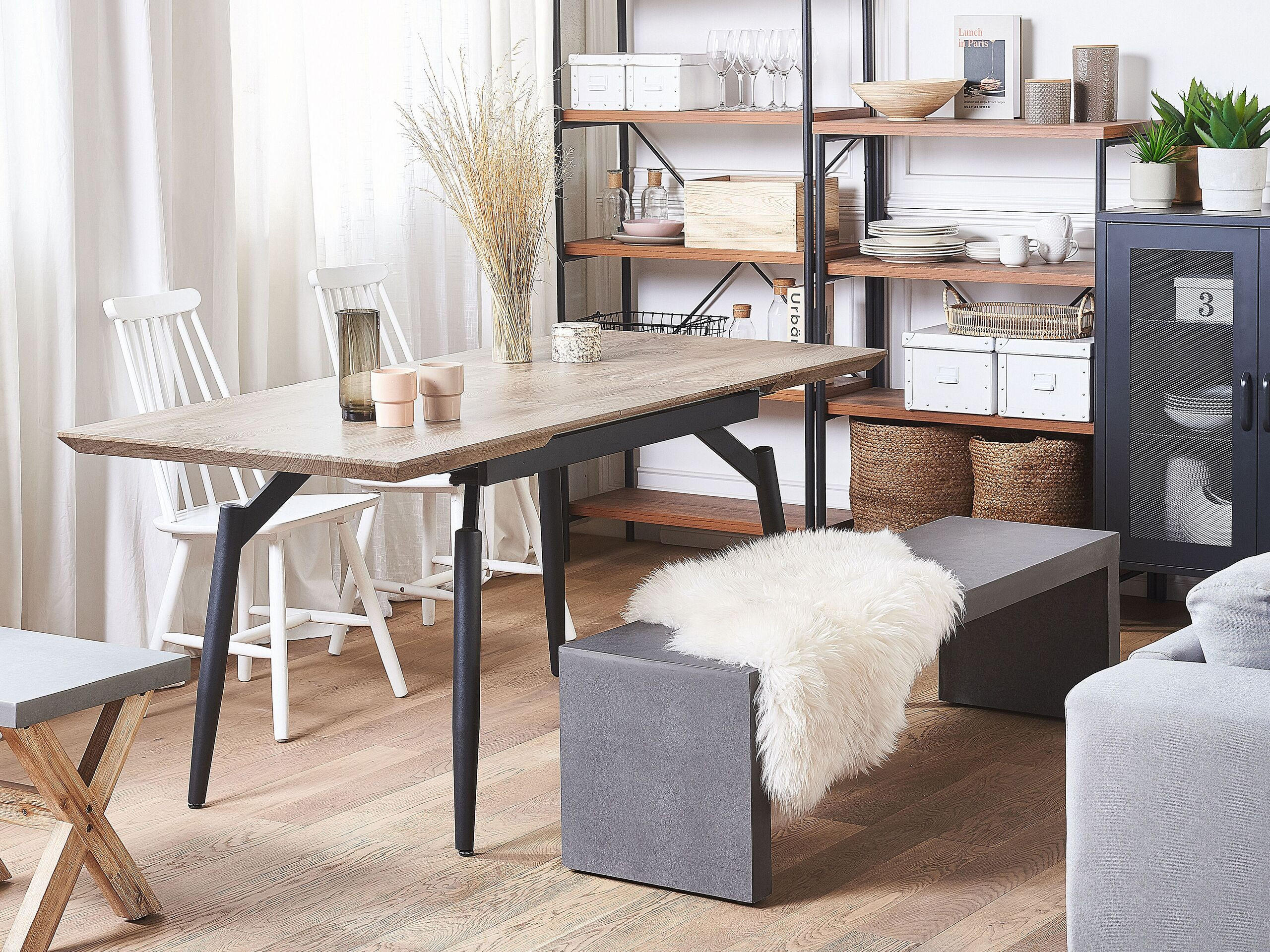 ESSTISCH 140-180/80/78 cm Dunkelbraun, Schwarz Rechteckig Barbosa - Dunkelbraun, Holzwerkstoff (180/80/78cm) - Beliani