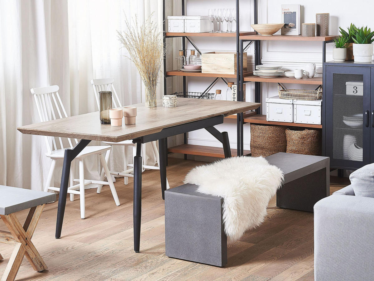 ESSTISCH 140-180/80/78 cm Dunkelbraun, Schwarz Rechteckig Barbosa - Dunkelbraun, Holzwerkstoff (180/80/78cm) - Beliani