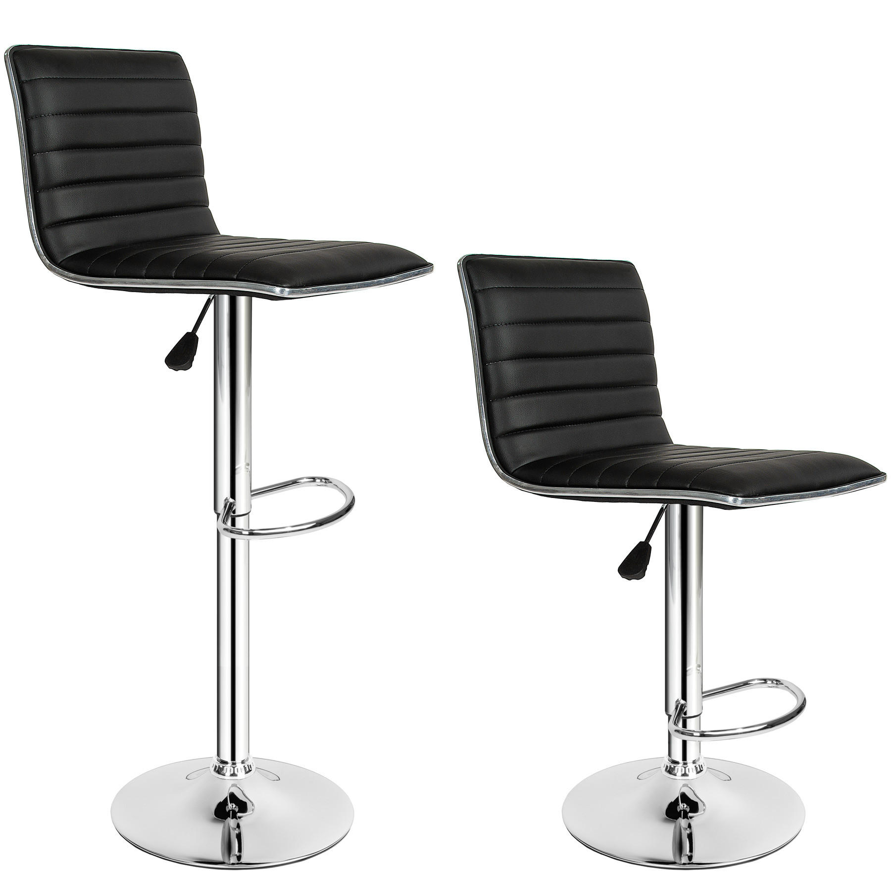 BARHOCKER 2er Set Johannes,Sitzhöhe 60 - 81 cm,schwarz - Schwarz, Textil (40/109/38cm) - tectake
