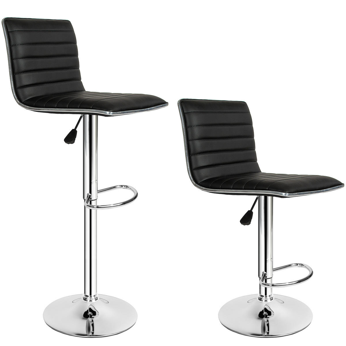 BARHOCKER 2er Set Johannes,Sitzhöhe 60 - 81 cm,schwarz - Schwarz, Textil (40/109/38cm) - tectake
