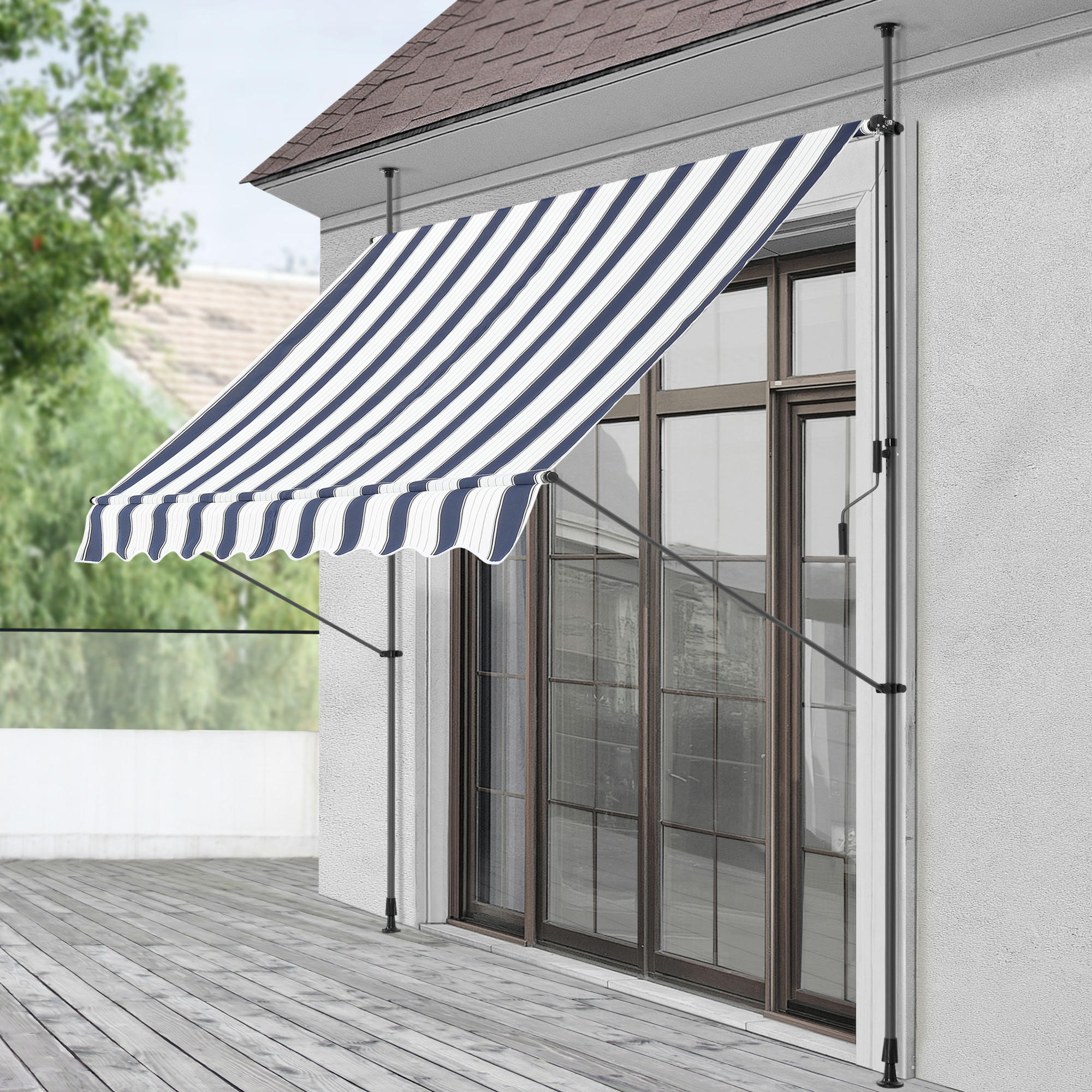 KLEMMMARKISE Stem - Dunkelblau/Weiß, Textil/Metall (150/309/120cm) - pro.tec