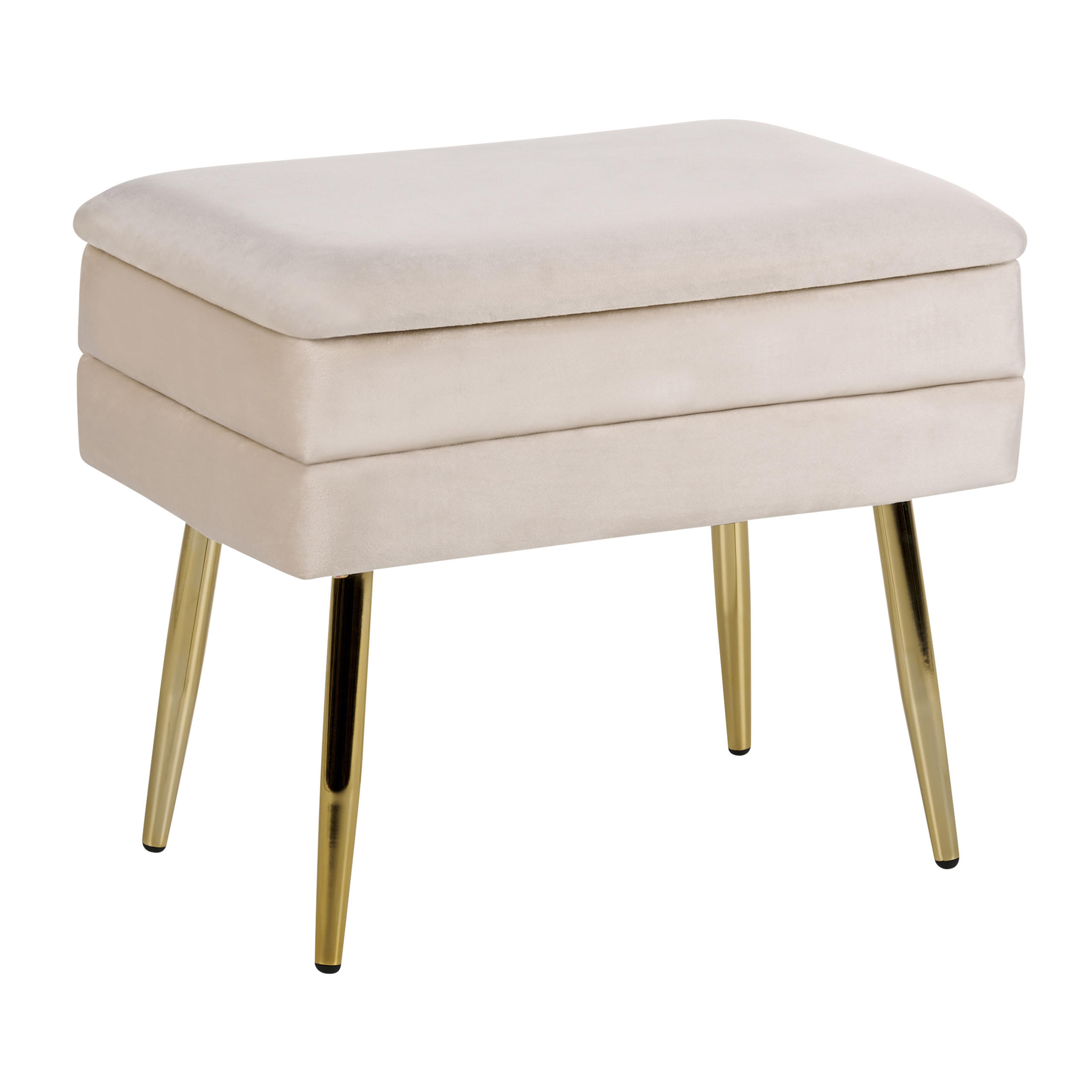 TRUHENBANK Hellbeige Odessa - Beige/Goldfarben, Textil (49/42/34cm) - Beliani