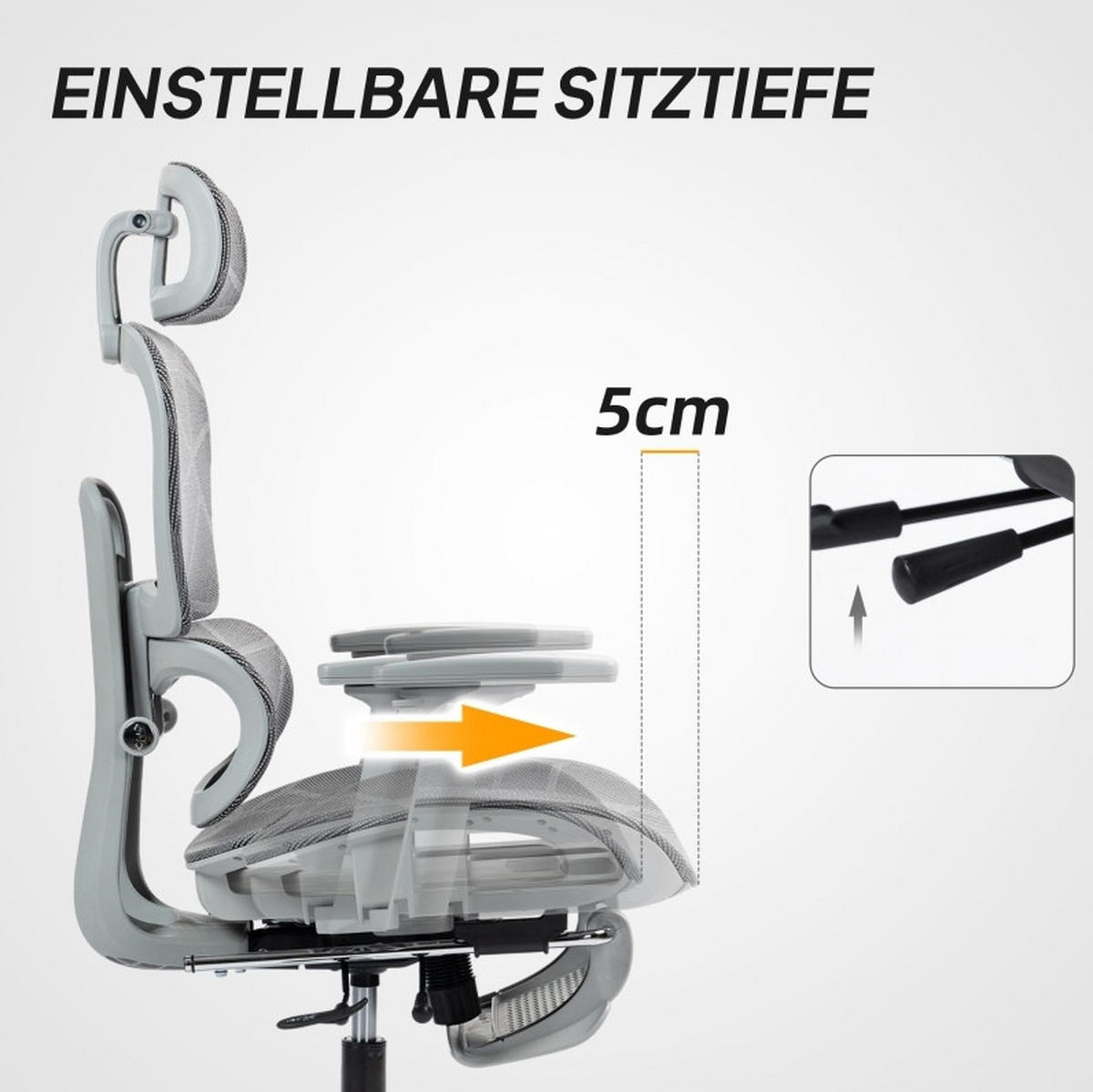 BÜROSTUHL ergonomisch verstellbar 66 x 64 x 114-122 cm Grau - Grau, Kunststoff (64/122/66cm) - Meubliv