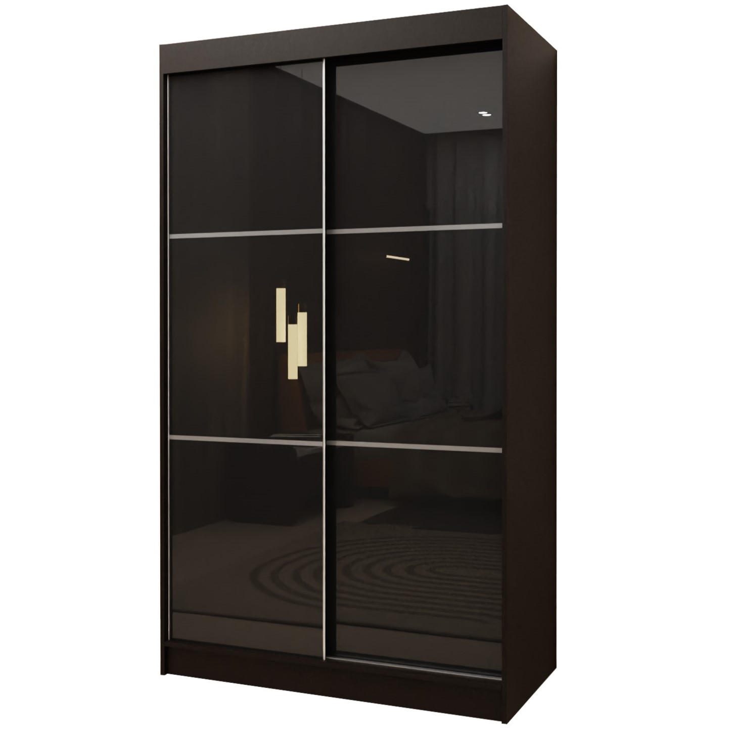SCHWEBETÜRENSCHRANK VITALE 120/216/61 cm 2-türig Schwarz - Schwarz, Holzwerkstoff (120/216/61cm) - MASSENO