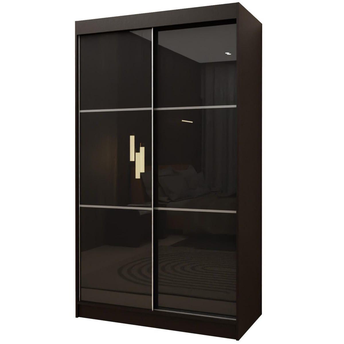SCHWEBETÜRENSCHRANK VITALE 120/216/61 cm 2-türig Schwarz - Schwarz, Holzwerkstoff (120/216/61cm) - MASSENO
