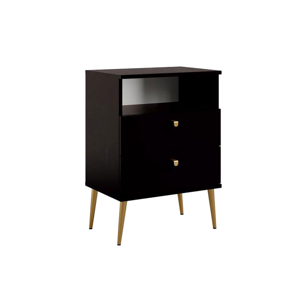 NACHTTISCH High schwarz 50 / 34 / 69,5cm - Goldfarben/Schwarz, Holz/Holzwerkstoff (50/70/34cm) - Feldmann-Wohnen