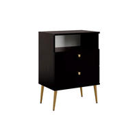 NACHTTISCH High schwarz 50 / 34 / 69,5cm - Goldfarben/Schwarz, Holz/Holzwerkstoff (50/70/34cm) - Feldmann-Wohnen