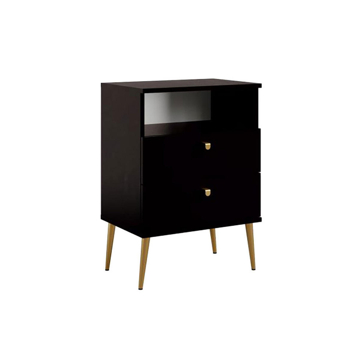 NACHTTISCH High schwarz 50 / 34 / 69,5cm - Goldfarben/Schwarz, Holz/Holzwerkstoff (50/70/34cm) - Feldmann-Wohnen