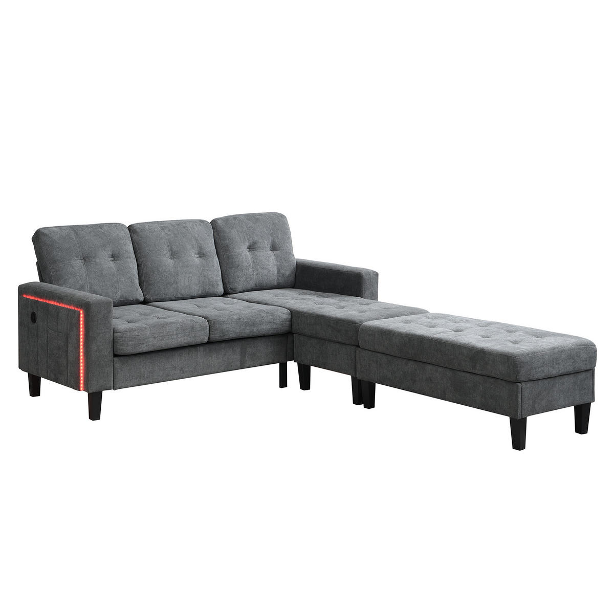 ECKSCHLAFSOFA 185/135/85 cm Antikgrau - Grau, Textil (135/185cm)