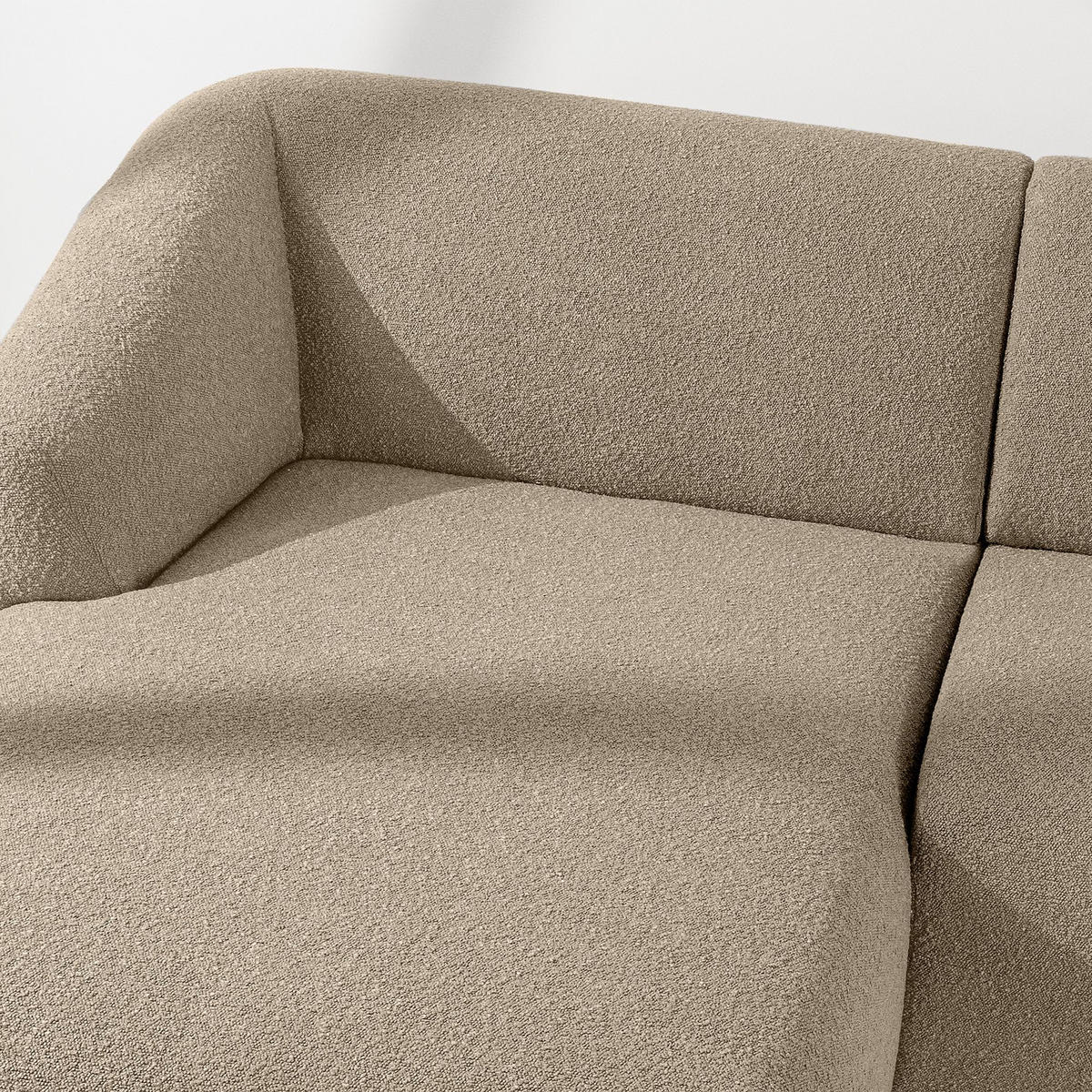 ECKSOFA LINKS VIRA, Hellbeige, Bouclé - Hellbraun/Schwarz, Holz/Holzwerkstoff (300/160cm) - KONSIMO®