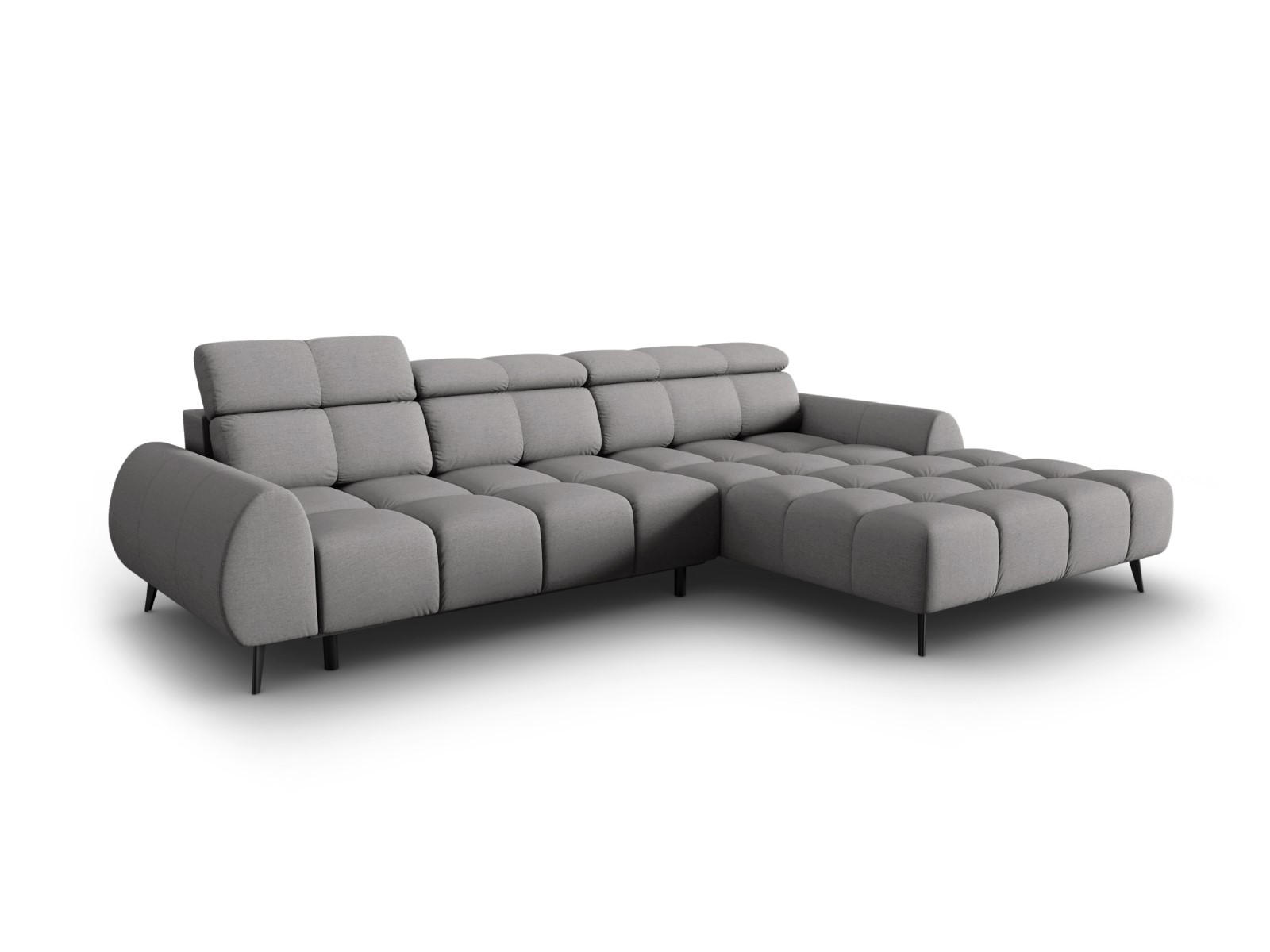 ELEKTRISCHES-ECKSOFA rechts Alyse aus strukturiertem Stoff hellgrau 5 Sitzplätze - Hellgrau, Textil (188/295cm) - Micadoni