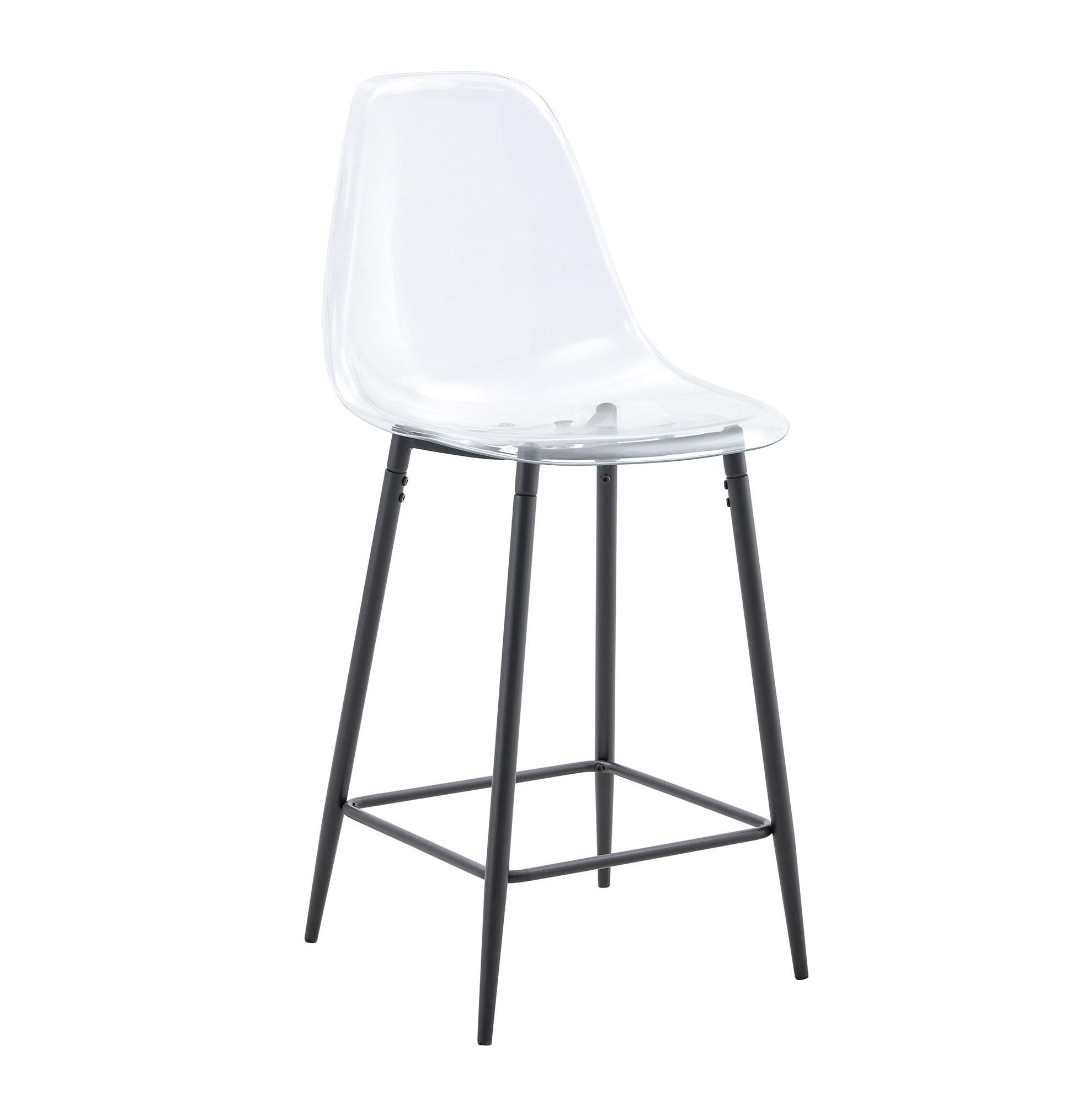 BARHOCKER Transparent mit Metallgestell - Schwarz, Kunststoff (45/102/51cm) - MIVRAY