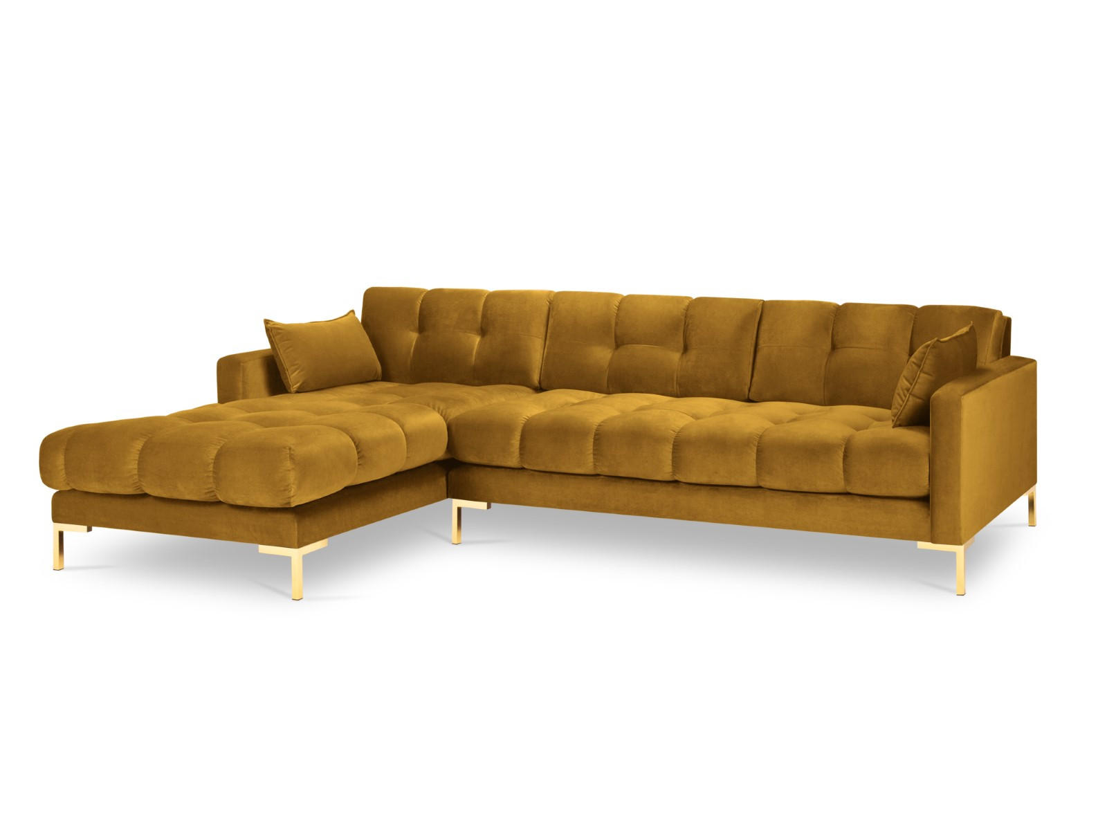 ECKSOFA links Mamaia aus Samt gelb 5 Sitzplätze - Gelb, Textil (185/293cm) - Micadoni