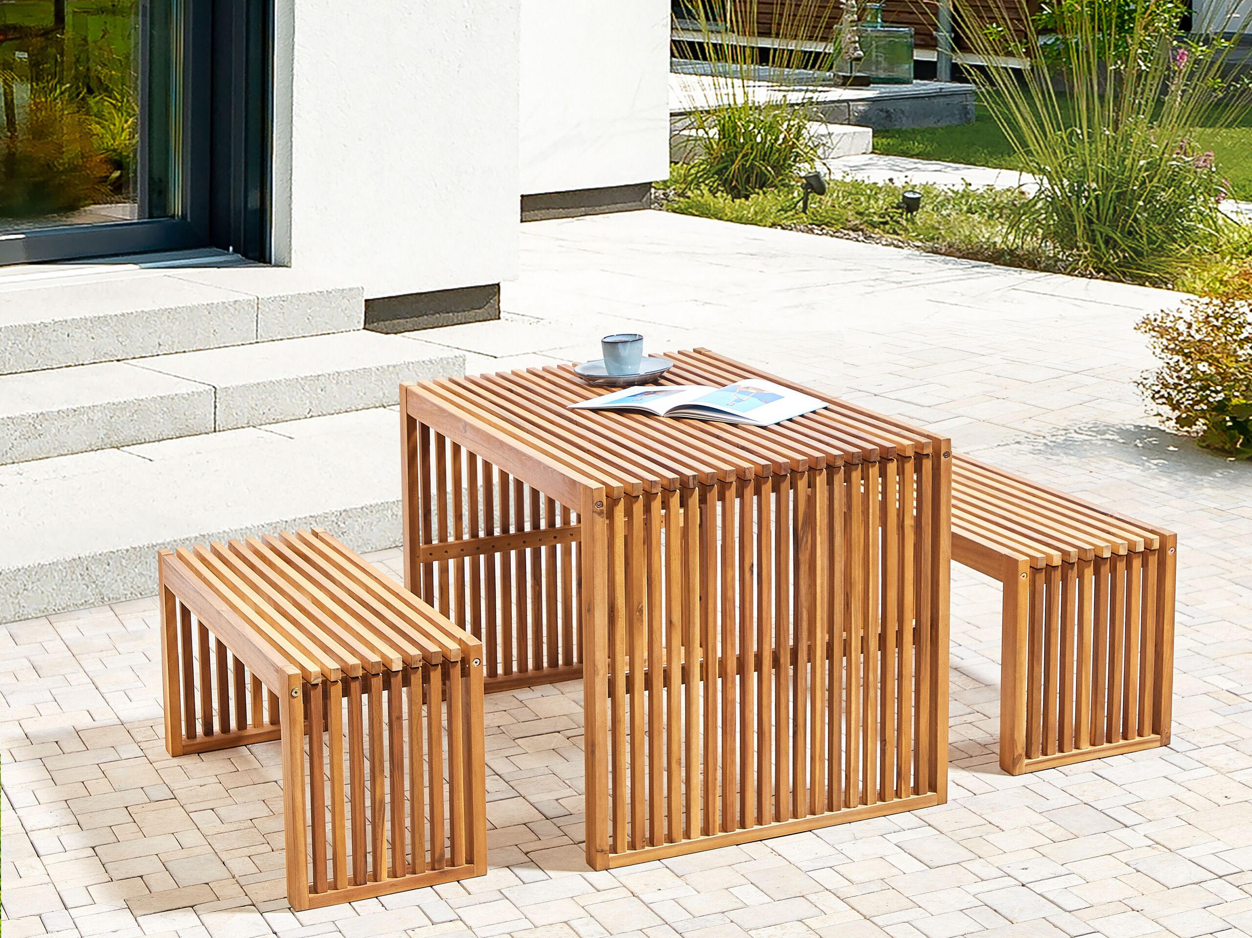 GARTENTISCH Akazienholz hellbraun 180/90 cm Sulzano - Hellbraun, Holz (90/180/75cm) - Beliani