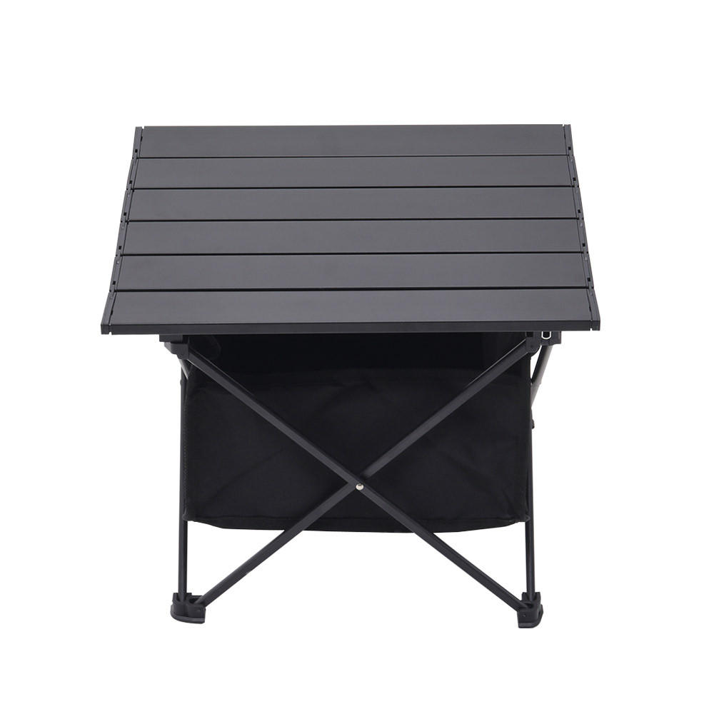 CAMPINGTISCH mit Rollplatte und Aufbewahrungskorb aus Aluminium Oxford-Gewebe Tragbar Kompaktes Faltmaß 39 x 33 x 31cm 1,02 kg - Schwarz, Metall (33/39/31cm) - Livingandhome