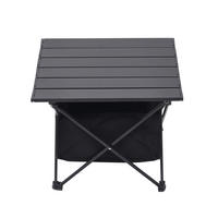 CAMPINGTISCH mit Rollplatte und Aufbewahrungskorb aus Aluminium Oxford-Gewebe Tragbar Kompaktes Faltmaß 39 x 33 x 31cm 1,02 kg - Schwarz, Metall (33/39/31cm) - Livingandhome