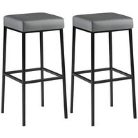 BARHOCKER 2er Set Lederlook grau - Schwarz/Grau, Textil/Metall (37/83/37cm) - CLP