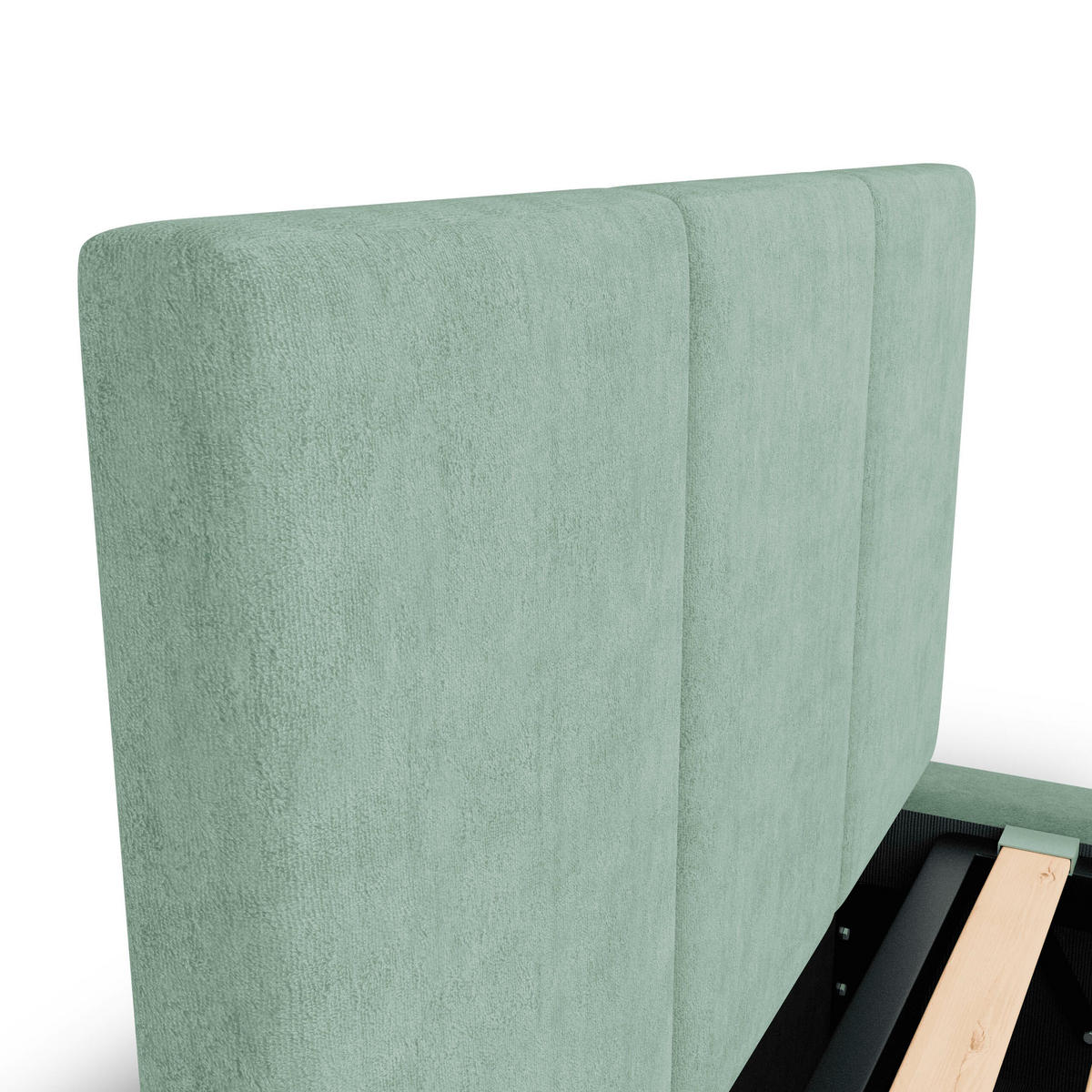 POLSTERBETT für Schlafzimmer Bett mit Stauraum Mint 90x200cm Kopfteil 120cm - Grün, Holzwerkstoff/Metall (90/200cm) - Muralo