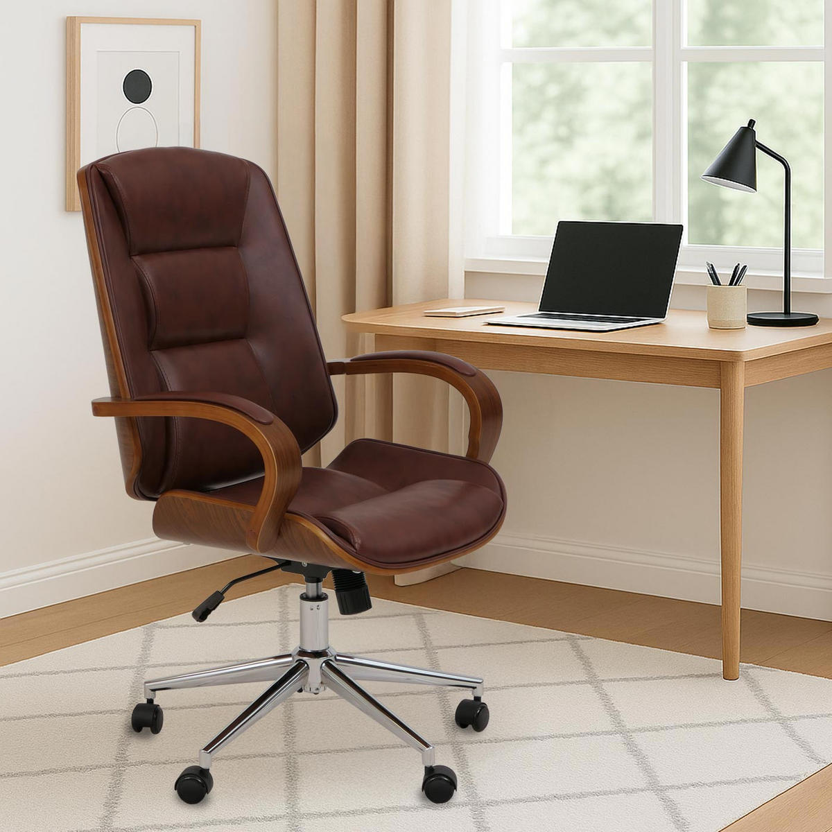 KANCELÁŘSKÁ židle hnědá - hnědá, textil (61/110/74cm) - MCW