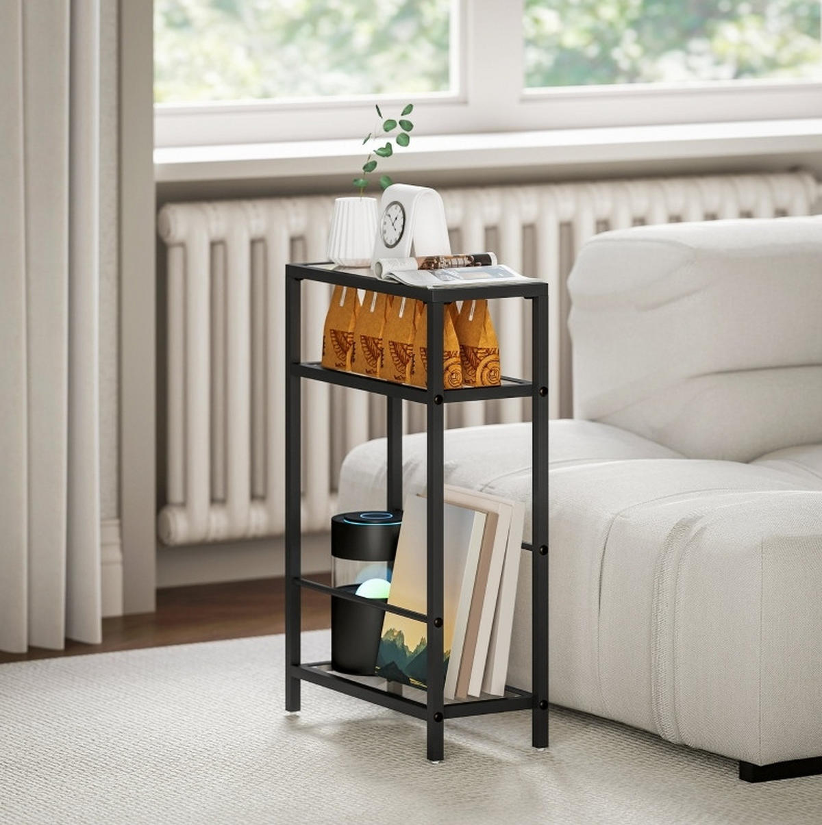 BEISTELLTISCH 40/62/18 cm Schwarz aus Glas mit 3 Ebenen - Schwarz, Glas (40/18/62cm) - OKMYHOME