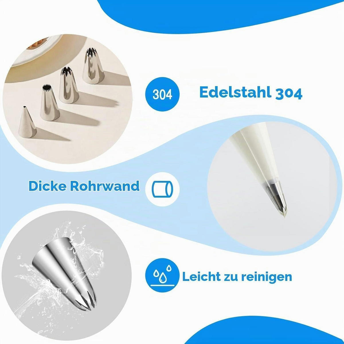 SPRITZBEUTEL Düsen-Set 12-teilig Edelstahl - Silberfarben, Metall (2.4/2.4/4.4cm)