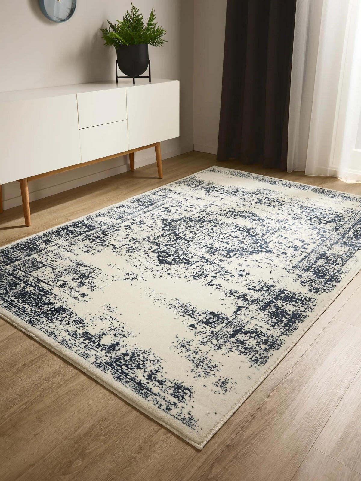 VINTAGE-TEPPICH Suki 300/400 cm - Blau/Creme, Kunststoff (300/400cm) - benuta