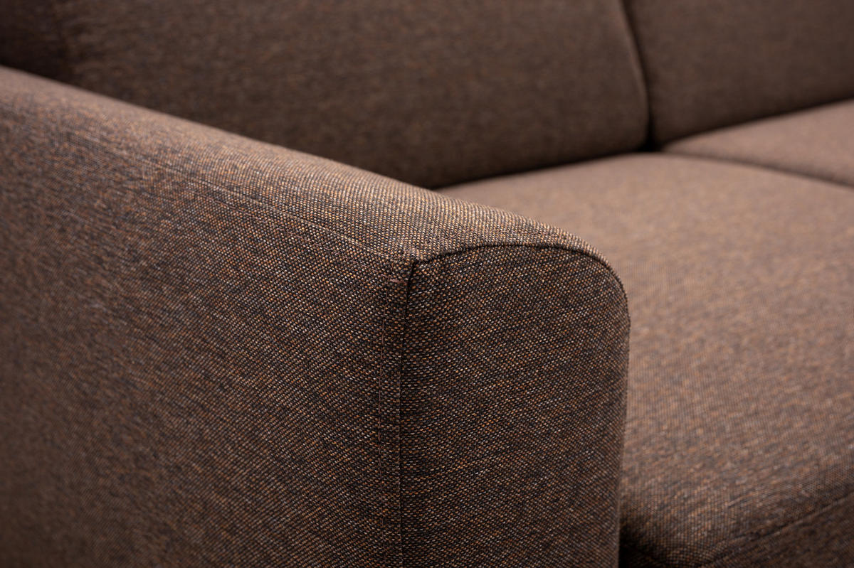 ECKSOFA SAPORE Braun Geflochtener Stoff mit Schlaffunktion - Braun, Holz (235/170cm) - MASSENO