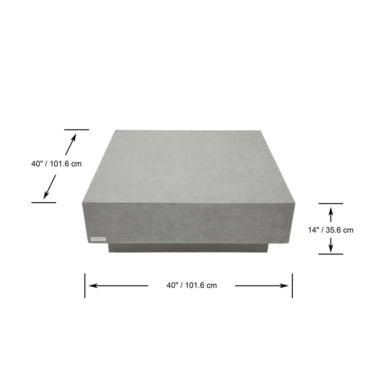 COUCHTISCH TEVERE aus GF-Beton Quadratisch, Wetterbeständig, 102x102x36 cm - Grau, Naturmaterialien (102/102/36cm) - Elementi