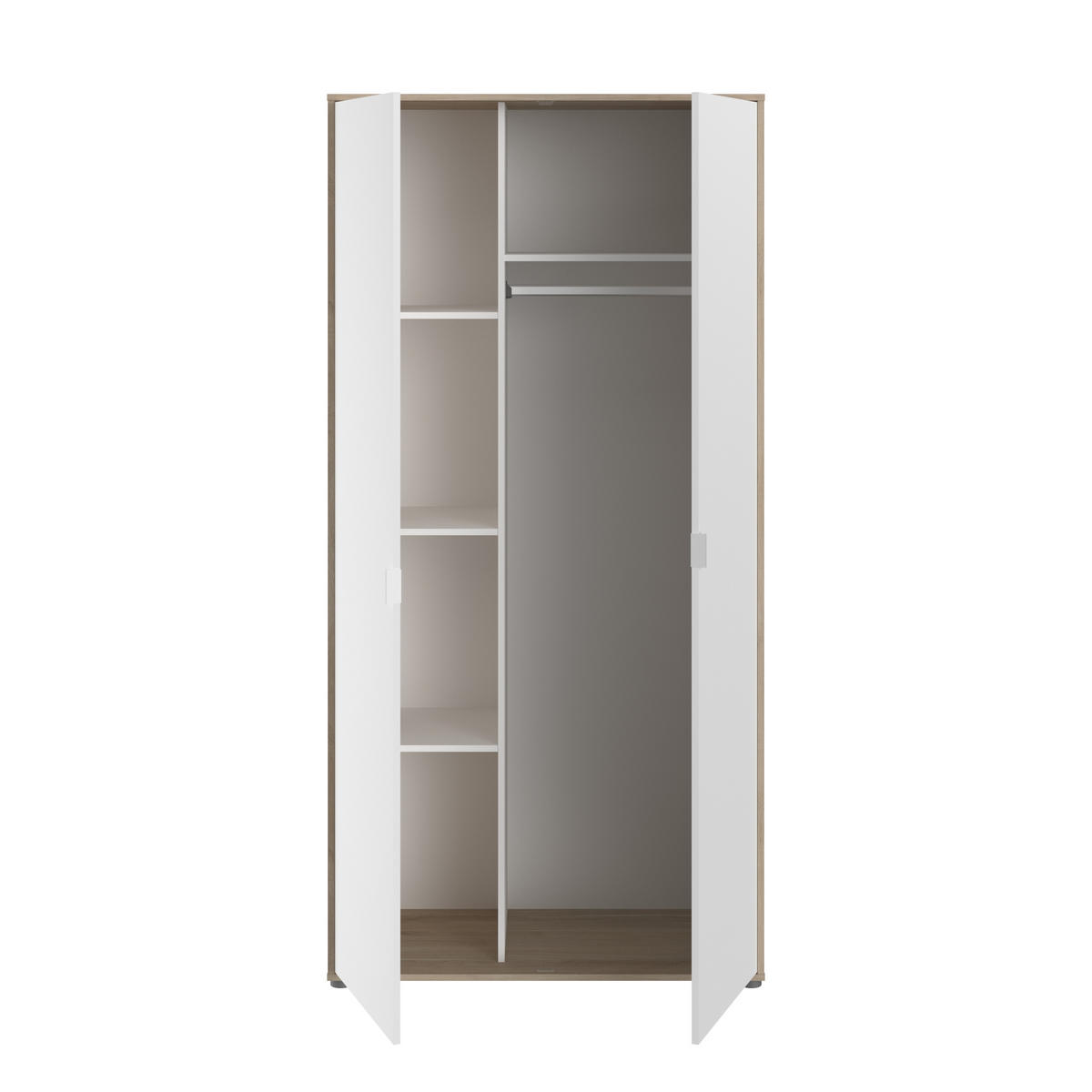 JUGENDZIMMER Aalborg 3 in Weiß und Japanischer Eiche 4 teilig - Weiß, Holzwerkstoff (120/200/80cm)