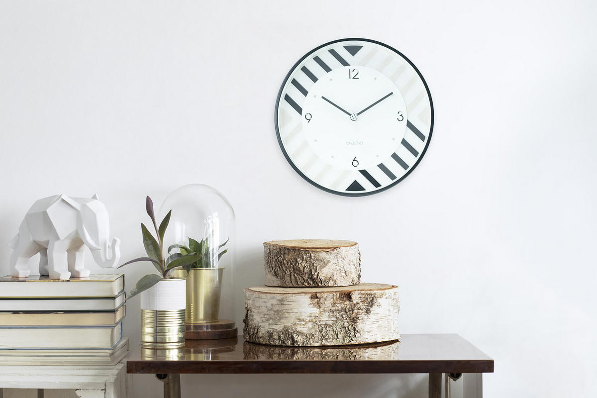 WANDUHR Design Weiß 30/30 cm - Weiß, Glas/Holzwerkstoff (1.08/30/5cm) - ONZENO