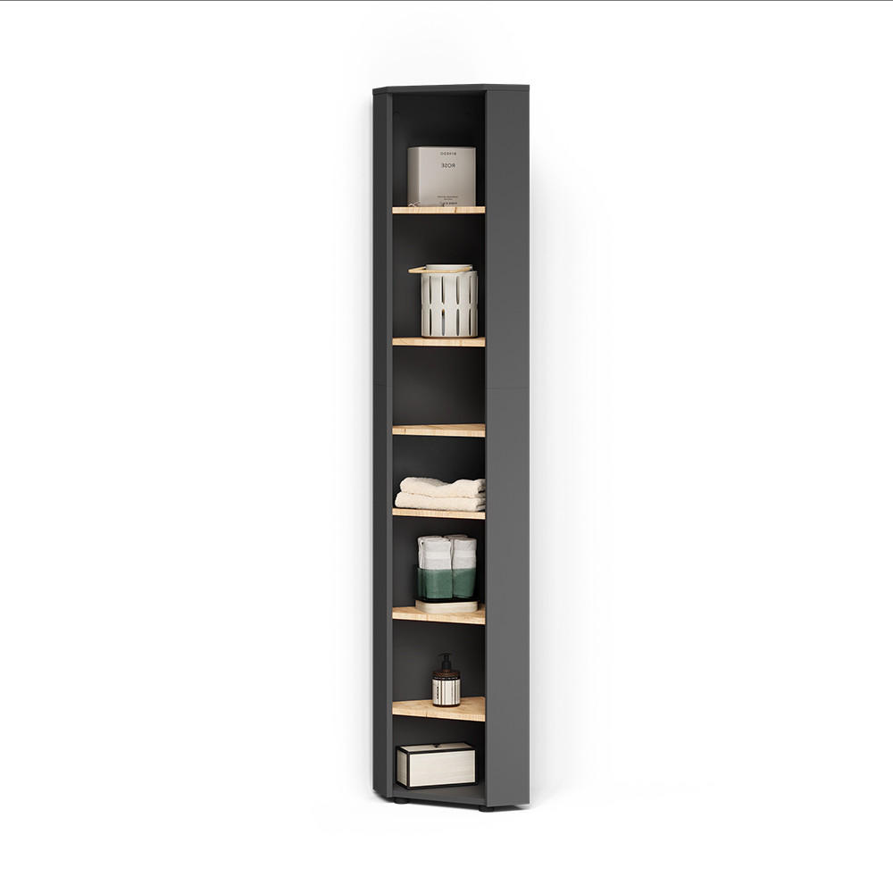 ECKHOCHSCHRANK Ronco, Anthrazit/Artisan-Eiche, 33 x 192 cm 7 Fächer - Anthrazit/Eiche Artisan, Holzwerkstoff (33/192/33cm) - Livinity®