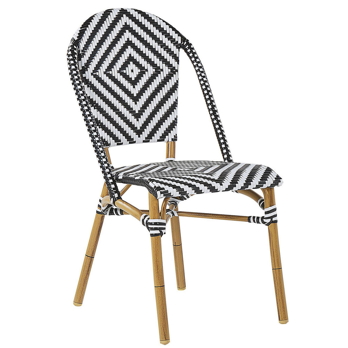 STUHL 4er-Set PE Rattan schwarz/weiß Rifreddo - Schwarz/Weiß, Kunststoff (46/88/55cm) - Beliani