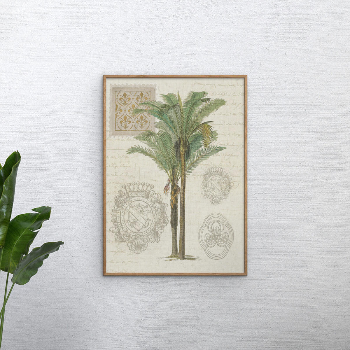 POSTER mit Rahmen Wild Apple - Vintage Palm Study II - Eichefarben/Grün, Holz/Papier (50/70cm) - Poster&Frame