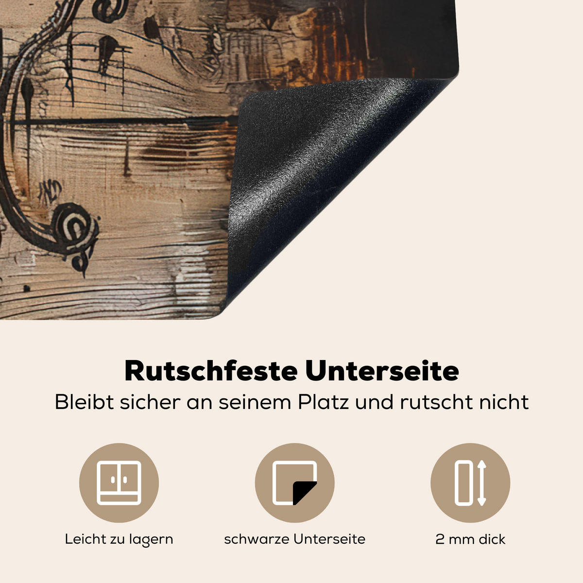 HERDABDECKPLATTE Cafe - Holz - Kaffee - Regale Induktionsschutz 91.2x52 cm - Schwarz, Kunststoff (91.2/52/0.2cm) - MuchoWow