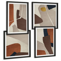 BILDER SET 4er Set - 50x50 cm & 40x60 cm Schwarzer Rahmen - Abstrakte moderne Formen - Schwarz, Kunststoff (50/50cm) - TULUP