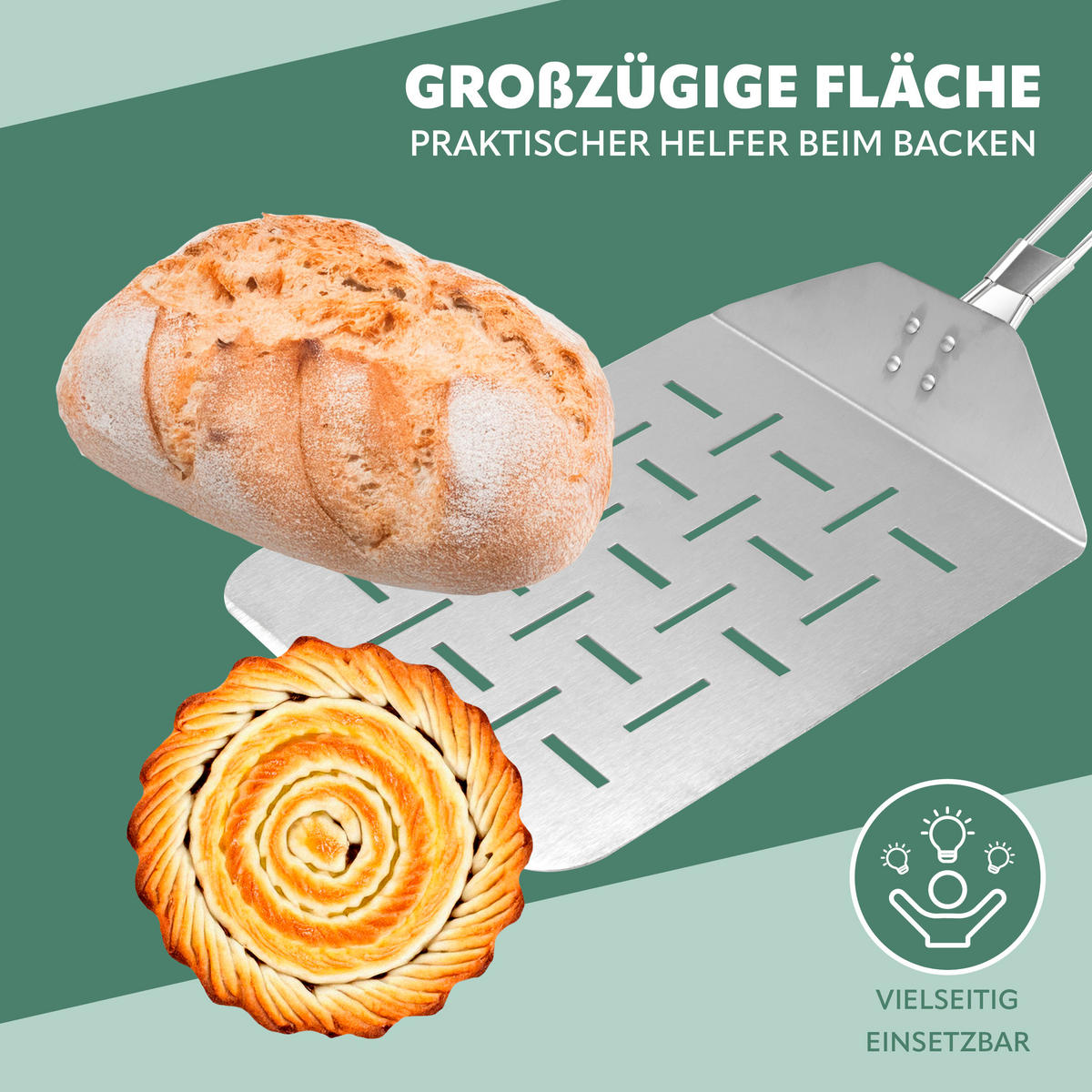 PIZZAHEBER, silber, Edelstahl - Edelstahlfarben, Metall (24/24/55cm) - bremermann