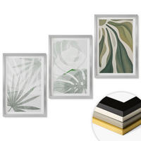 WANDBILDER 3er Set - 40x60 cm Silberner Rahmen - Blätter von Pflanzen in Grün und Grau - Silberfarben, Kunststoff (40/60cm) - ArtPrintCave