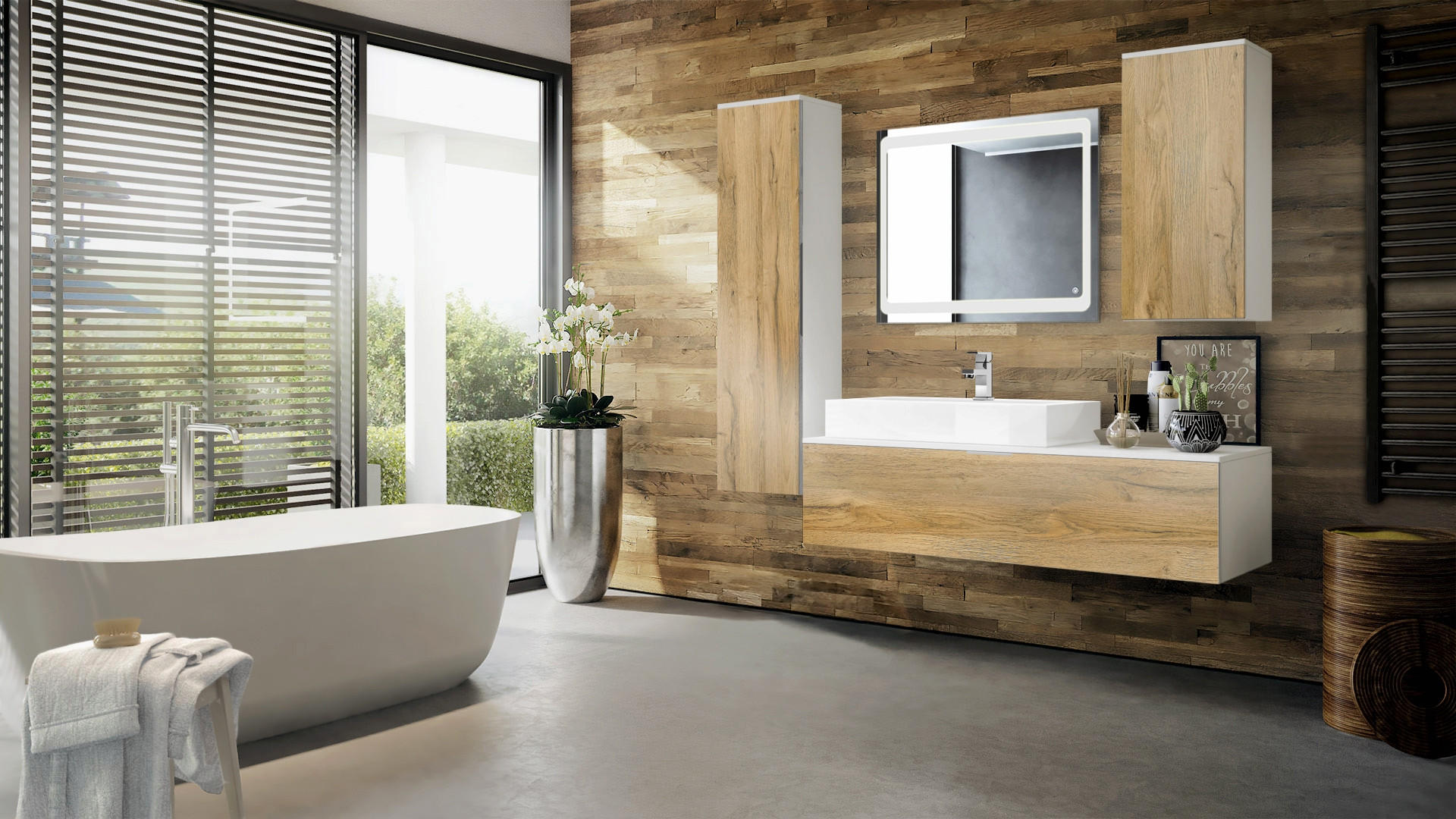 Thumbnail - Vladon Badmöbelset, Eiche, Holzwerkstoff, 210x185x51 cm, Badezimmer, Badmöbelsets & Badmöbelserien, Badmöbel-Sets