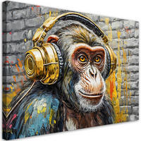 WANDBILD affe dj musik - Gelb, Textil (60/40cm) - Feeby