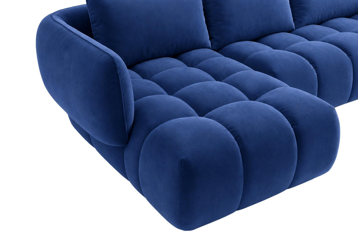 ECKSOFA L-Form, Veloursstoff Bluvel, Tintenblau, Links, SEVIO L - Blau, Holz (242/175cm) - Kaiser Möbel