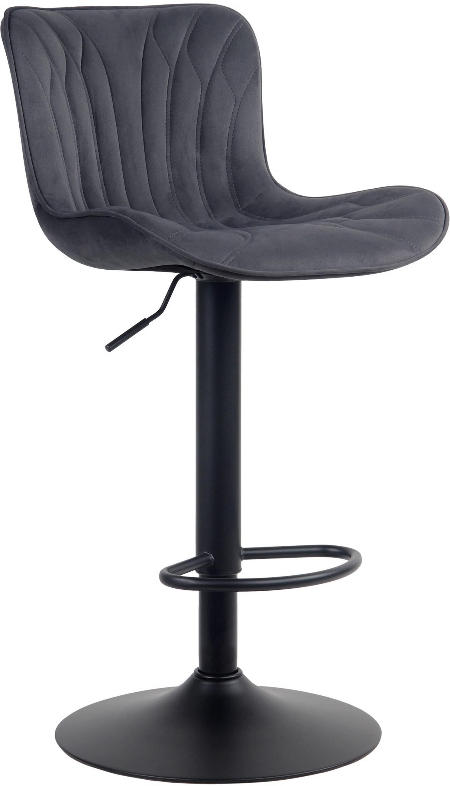 BARHOCKER Linea Samt schwarz - Schwarz, Textil/Metall (48/107/54cm) - TPFLiving