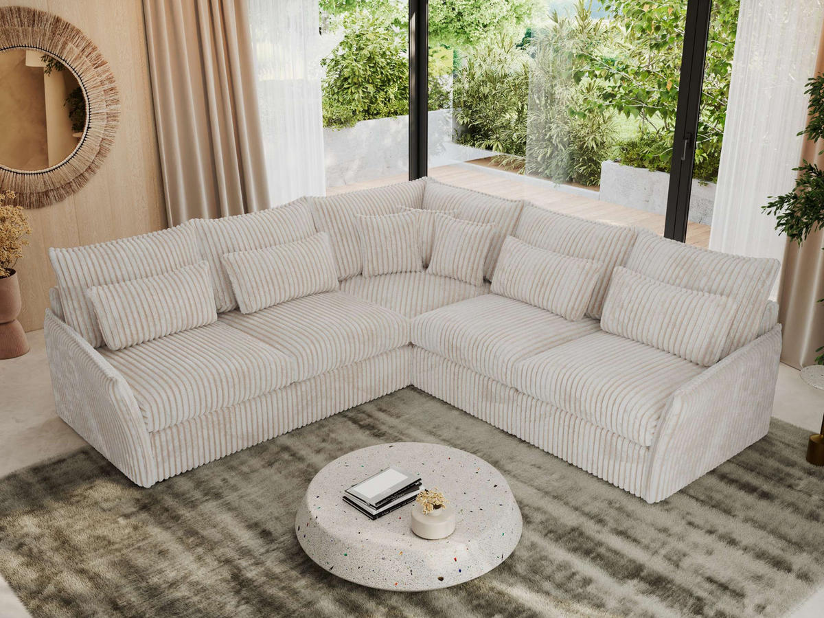 ECKSOFA VERSO L Beige Cord - Beige/Schwarz, Kunststoff/Textil (270/270cm) - MKS