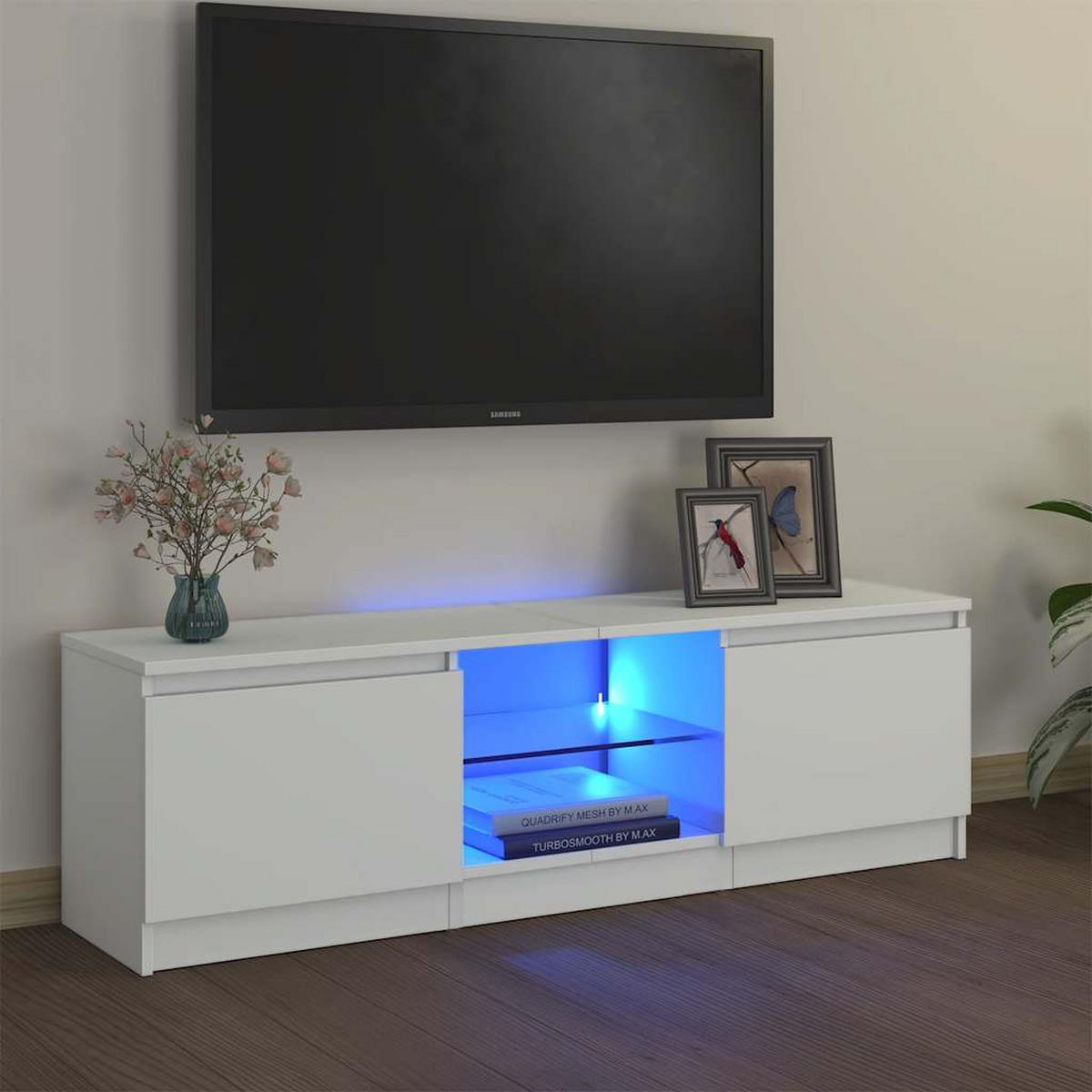 TV-SCHRANK Mit Led-Leuchten Weiss 120/30/36 Cm - Weiß, Holzwerkstoff (30/36/120cm) - vidaXL