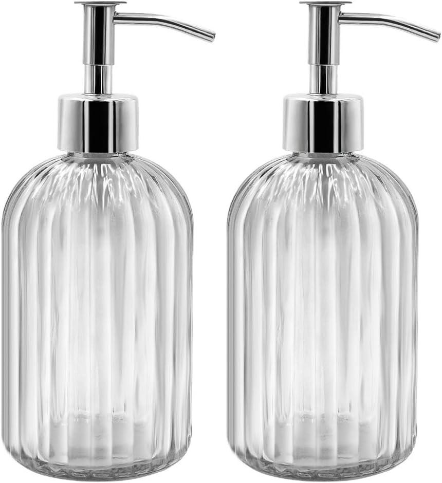 SEIFENSPENDER , Set mit 2 Seifenspendern aus Glas, 400 ml - Transparent, Glas (7.6/7.6/19cm) - BELZ