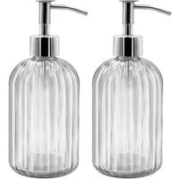SEIFENSPENDER , Set mit 2 Seifenspendern aus Glas, 400 ml - Transparent, Glas (7.6/7.6/19cm) - BELZ