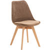 STUHL Samt braun - Eukalyptusholzfarben/Braun, Holz/Textil (49/83/50cm) - CLP
