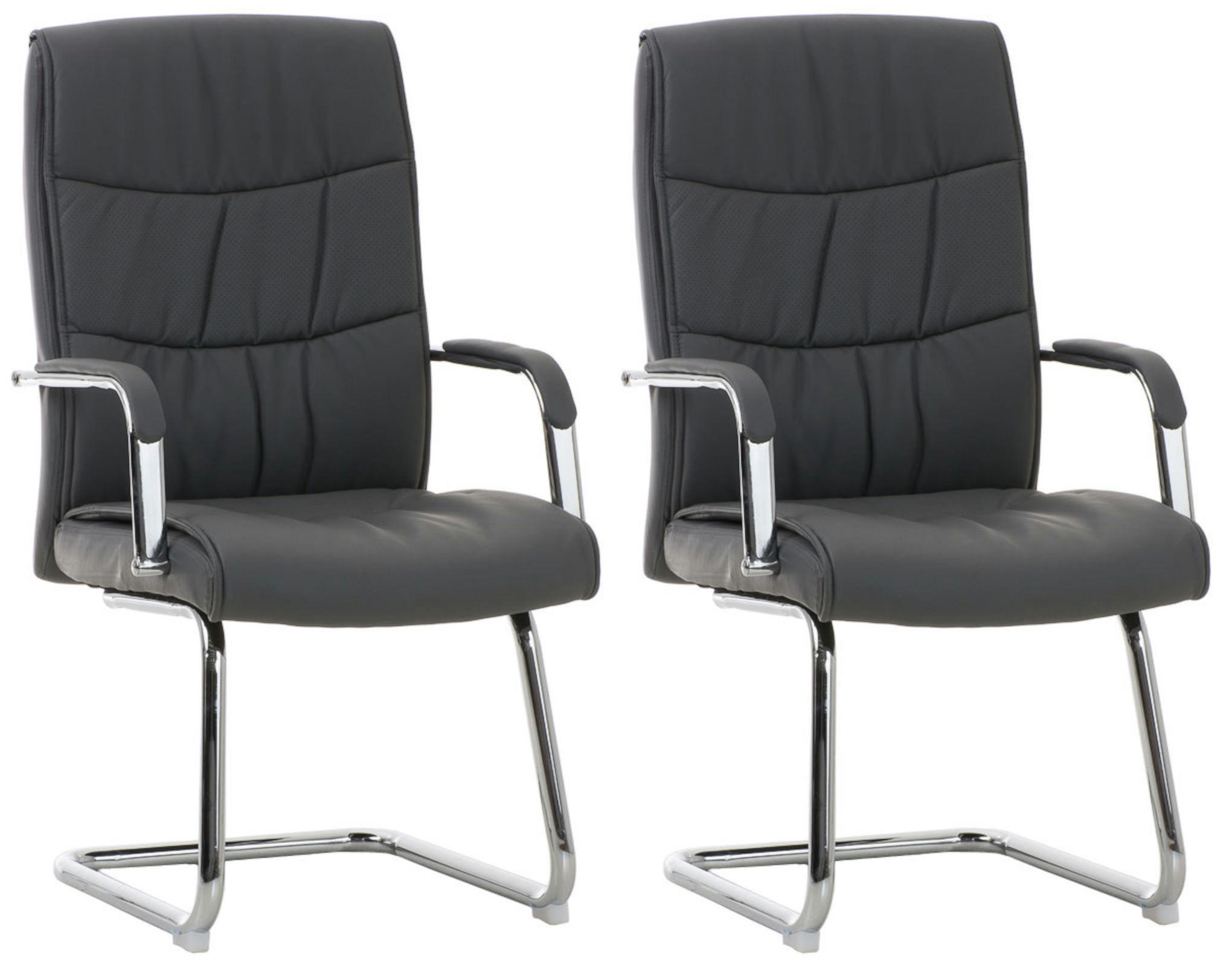 SCHWINGSTUHL 2er Set Lederlook grau - Grau, Textil/Metall (49/105/60cm) - CLP